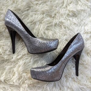 Carlos Santana Platonic silver platform heels 🪩🕺